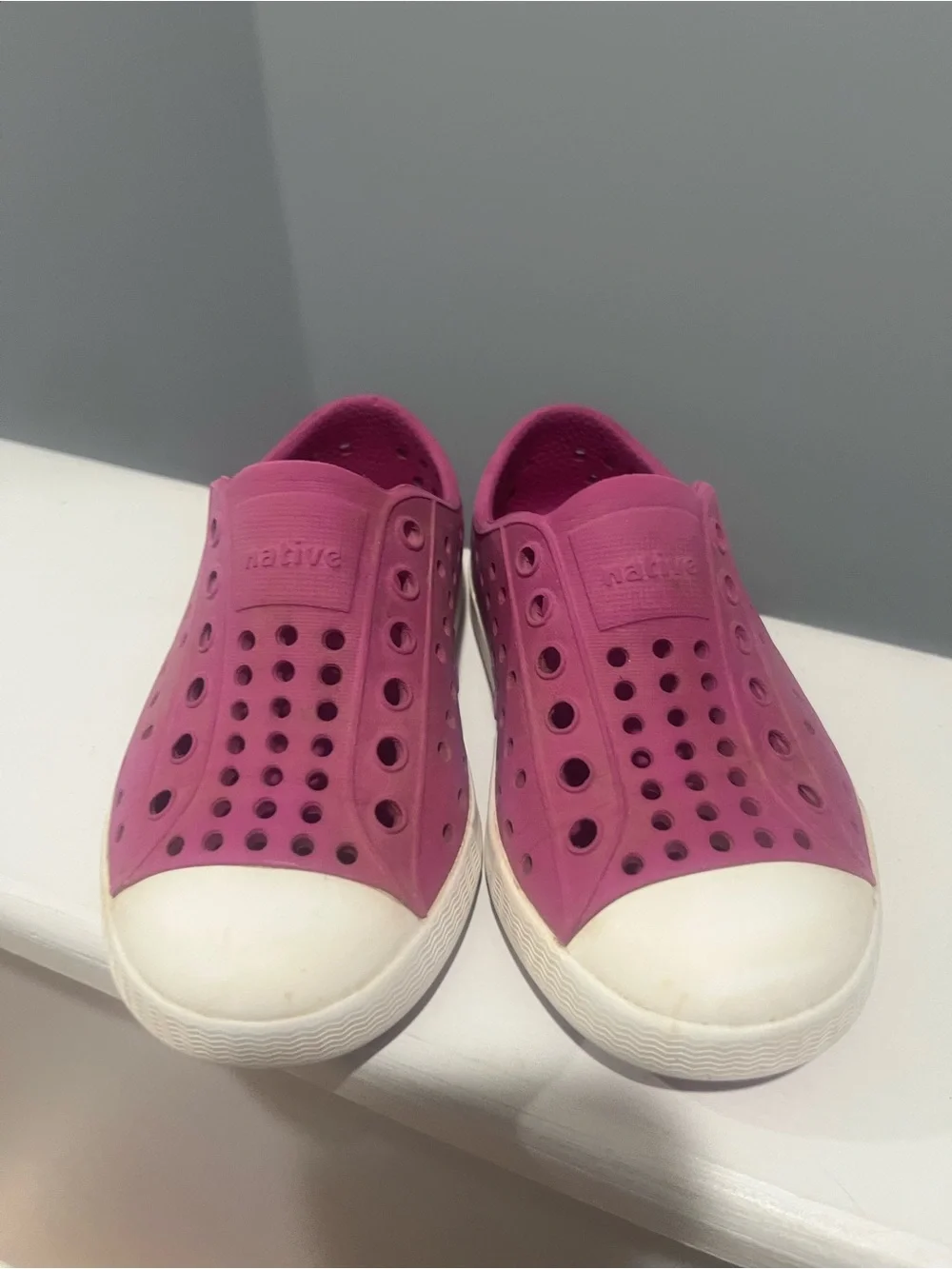 Native C7 Purple and Cream Kids Slip On Water Friendly Sneakers